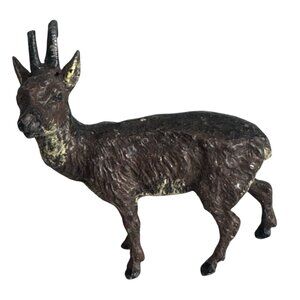 Antique Vienna Bronze Roe Deer Figurine Brown Cold Painted 2 1/4"